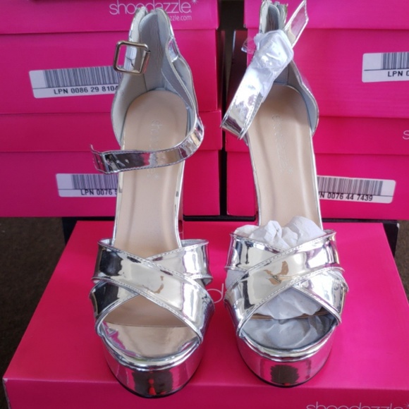 Silver Mirror High Heels Size 9 New Never Worn - Picture 5 of 8